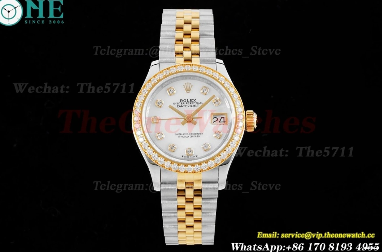 White SS TWS NH05 Dia Datejust 28mm Ladies Dial YG 0415